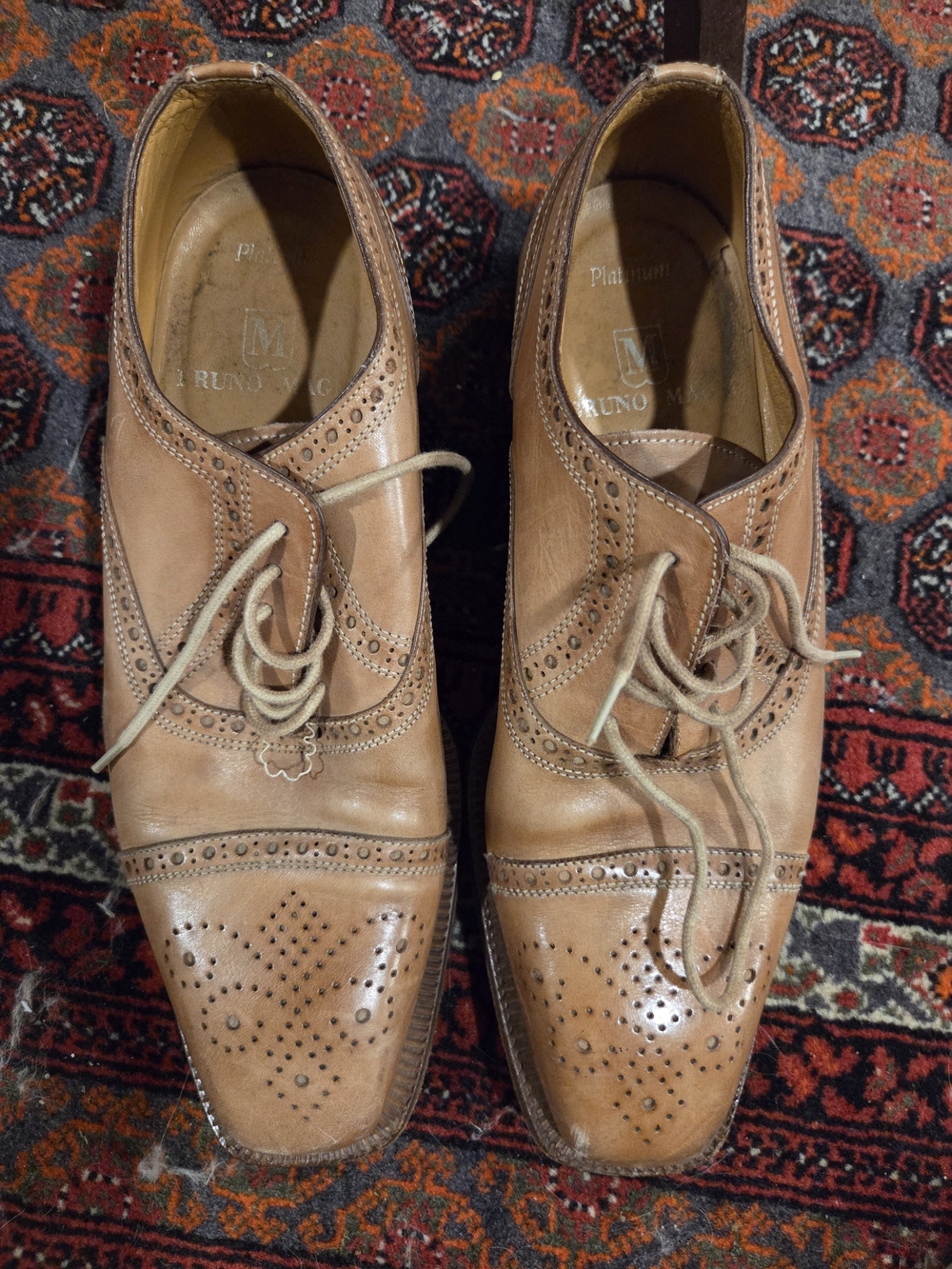Bruno Magli Tan Leather Brogue Oxfords